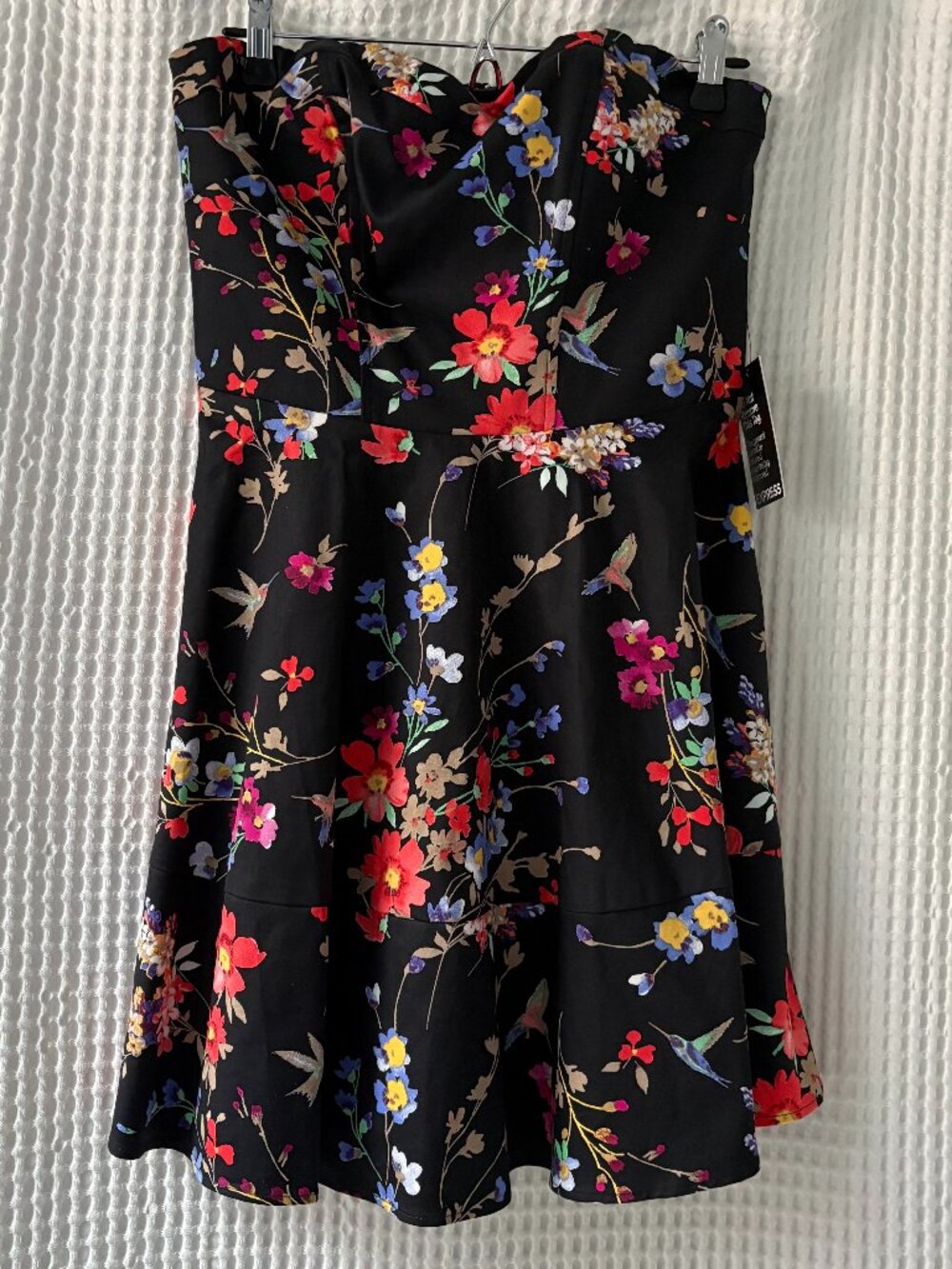 Express NWT convertible floral hummingbird print fit and flare mini dress size 8